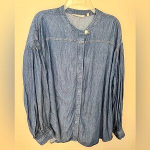 Soft Surroundings Denim Grotto Shirt Jacket Sz XL, Romantic Pintuck Sleeves